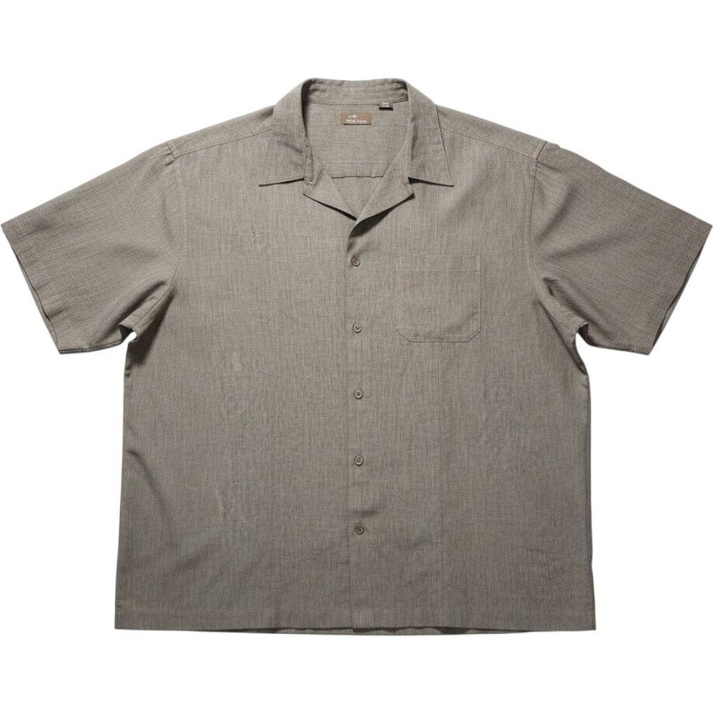 Men's 3XL Café Luna Short Sleeve Button Front Casual Shirt Gray